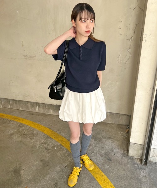 ABYS（アビス）の「サマーポロニット（ニット/セーター・レディース・ネイビー/アイボリー/カーキ・FREE）」の4枚目の写真