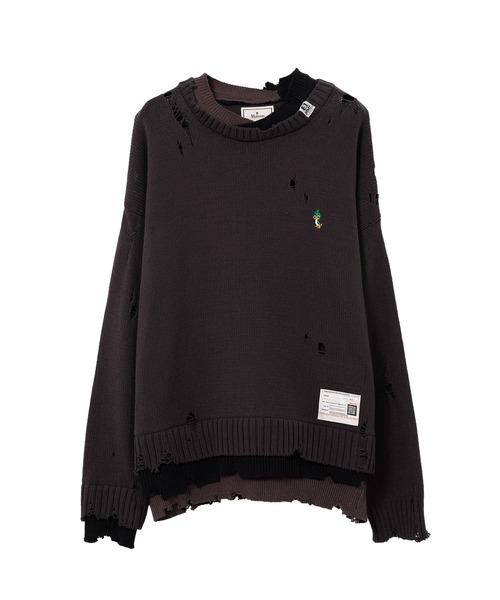 miharayasuhiro ミハラヤスヒロ ニットコート 12AW 【美品】 Maison MIHARA YASUHIRO - ブリーチドニットセーター - Bleached