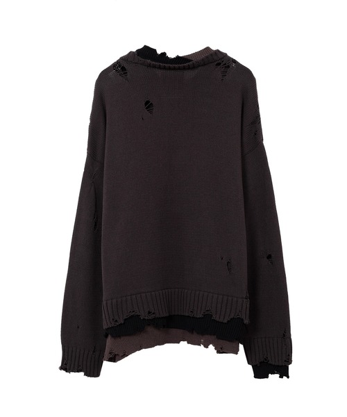 Maison MIHARA YASUHIRO(メゾンミハラヤスヒロ)の「Triple Layered Knit Sweater(ニット/セーター・メンズ・ブラック/グレー・46/44)」の3枚目の写真