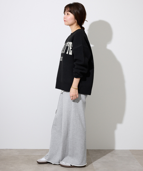 SLOBE IENA(スローブイエナ)の「《追加》裏毛ワイドパンツ(スウェットパンツ・レディース・グレー/ベージュ・36/38)」の4枚目の写真