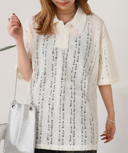 ROOPTOKYO(ループトウキョウ)の「シアー半袖ポロシャツ(Tシャツ/カットソー・メンズ・ダークグレー/アイボリー/ブラック・L/M)」の16枚目の写真