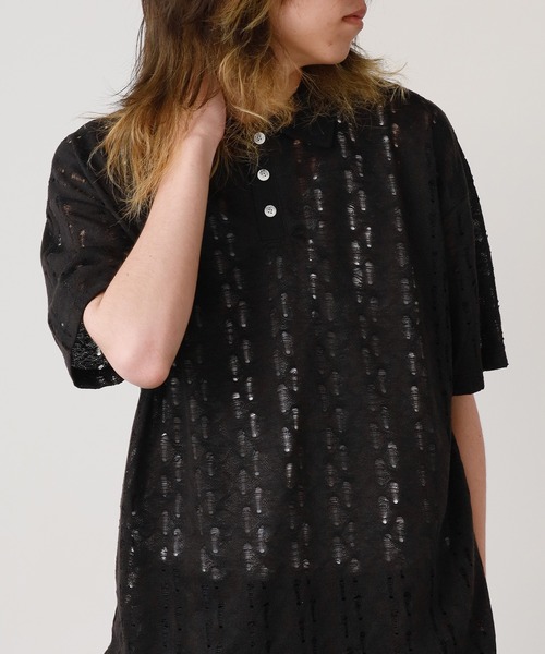 ROOPTOKYO(ループトウキョウ)の「シアー半袖ポロシャツ(Tシャツ/カットソー・メンズ・ダークグレー/アイボリー/ブラック・L/M)」の22枚目の写真