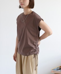 〈さらっと涼しい、シルキータッチ♪〉シルケットスソドロストノースリーブTee