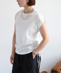〈さらっと涼しい、シルキータッチ♪〉シルケットスソドロストノースリーブTee
