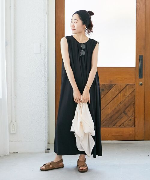 セール】スムースポンチノースリーブワンピース（ワンピース）｜le