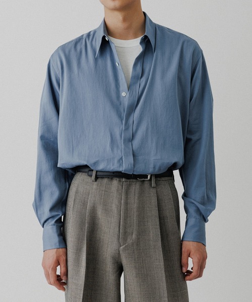 ADAM ET ROPE'(アダムエロペ)の「ソフト コットン ドレープ シャツ(シャツ/ブラウス・メンズ・ダークラベンダー/オフホワイト/ブラック/ブルー系その他4・M/L)」の4枚目の写真