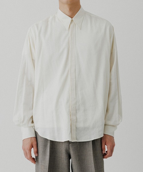 ADAM ET ROPE'(アダムエロペ)の「ソフト コットン ドレープ シャツ(シャツ/ブラウス・メンズ・ダークラベンダー/オフホワイト/ブラック/ブルー系その他4・M/L)」の8枚目の写真