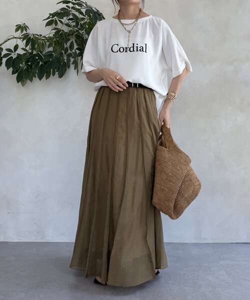 DouDou(ドゥドゥ)の「ドルマンジョーゼットロゴTEE(Tシャツ/カットソー・レディース・グレー/オフホワイト/ブラック・FREE)」の8枚目の写真