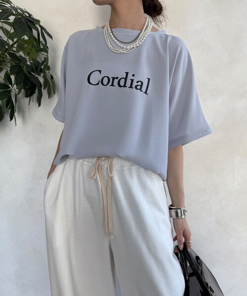 DouDou(ドゥドゥ)の「ドルマンジョーゼットロゴTEE(Tシャツ/カットソー・レディース・グレー/オフホワイト/ブラック・FREE)」の17枚目の写真
