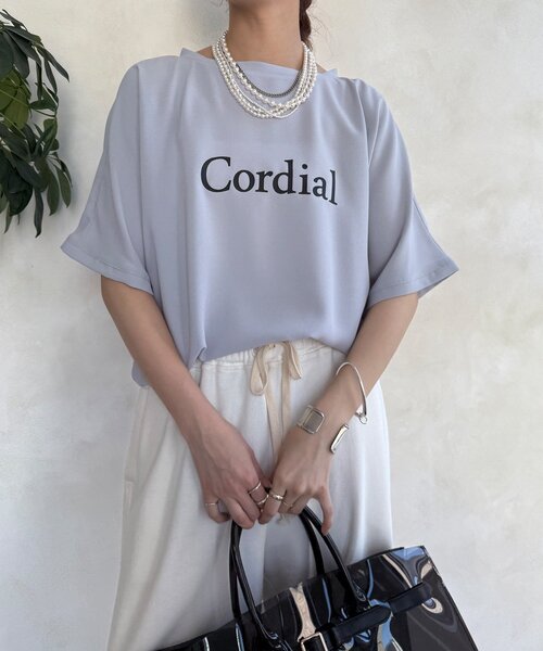 DouDou(ドゥドゥ)の「ドルマンジョーゼットロゴTEE(Tシャツ/カットソー・レディース・グレー/オフホワイト/ブラック・FREE)」の16枚目の写真