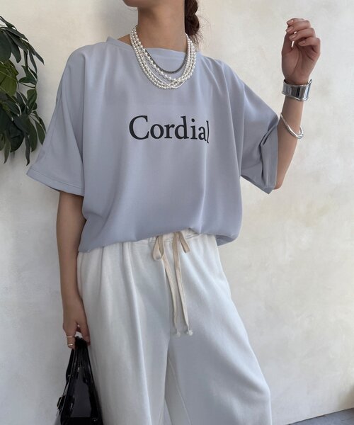 DouDou(ドゥドゥ)の「ドルマンジョーゼットロゴTEE(Tシャツ/カットソー・レディース・グレー/オフホワイト/ブラック・FREE)」の14枚目の写真