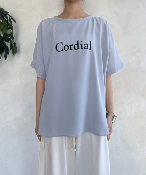 DouDou(ドゥドゥ)の「ドルマンジョーゼットロゴTEE(Tシャツ/カットソー・レディース・グレー/オフホワイト/ブラック・FREE)」の13枚目の写真