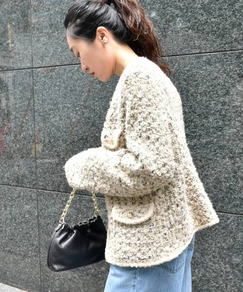le.coeur blanc（ルクールブラン）の「《手洗い可能》TORRAZZO DONNAツイードニットジャケット（その他アウター・レディース・ベージュ・38）」の6枚目の写真