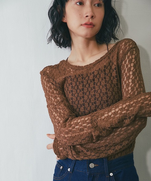 ANOTHER S(アナザーエス)の「バックオープンレーストップス(Tシャツ/カットソー・レディース・アイボリー/ブラウン/ブラック・FREE)」の8枚目の写真