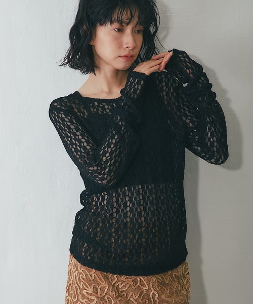 ANOTHER S(アナザーエス)の「バックオープンレーストップス(Tシャツ/カットソー・レディース・アイボリー/ブラウン/ブラック・FREE)」の15枚目の写真