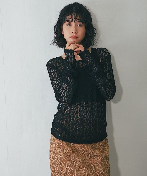 ANOTHER S(アナザーエス)の「バックオープンレーストップス(Tシャツ/カットソー・レディース・アイボリー/ブラウン/ブラック・FREE)」の19枚目の写真