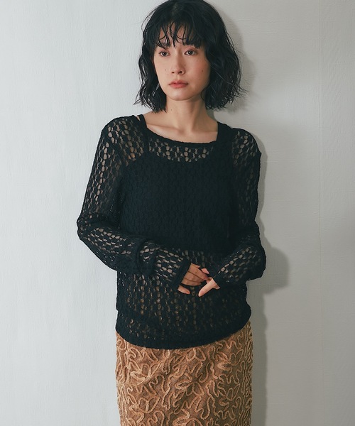 ANOTHER S(アナザーエス)の「バックオープンレーストップス(Tシャツ/カットソー・レディース・アイボリー/ブラウン/ブラック・FREE)」の16枚目の写真
