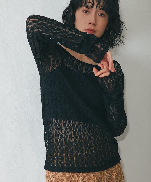 ANOTHER S(アナザーエス)の「バックオープンレーストップス(Tシャツ/カットソー・レディース・アイボリー/ブラウン/ブラック・FREE)」の13枚目の写真