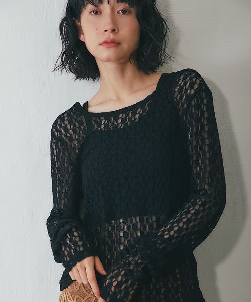 ANOTHER S(アナザーエス)の「バックオープンレーストップス(Tシャツ/カットソー・レディース・アイボリー/ブラウン/ブラック・FREE)」の12枚目の写真