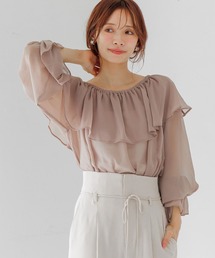 mysty woman | 2WAY楊柳シアーブラウス 588567(シャツ/ブラウス)