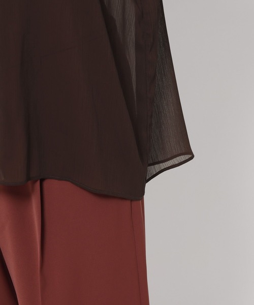 mysty woman（ミスティウーマン）の「2WAY楊柳シアーブラウス　588567（シャツ/ブラウス・レディース・ダークブラウン/オフホワイト/モカ・FREE）」の15枚目の写真