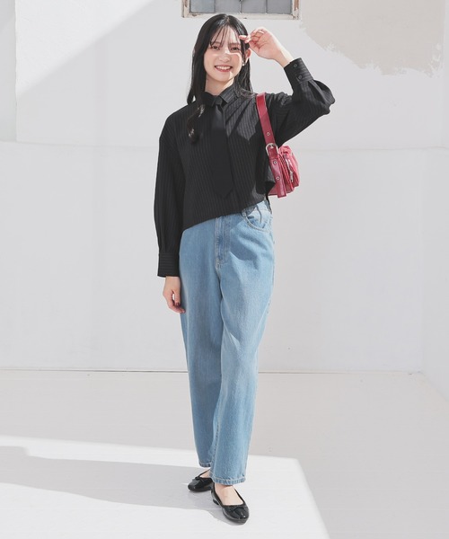 Honeys(ハニーズ)の「ネクタイ付シャツ(シャツ/ブラウス・レディース・ホワイト/グレー系その他/ブラック×ホワイト/ブルー系その他3・L/M/S)」の9枚目の写真