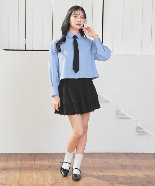 Honeys(ハニーズ)の「ネクタイ付シャツ(シャツ/ブラウス・レディース・ホワイト/グレー系その他/ブラック×ホワイト/ブルー系その他3・L/M/S)」の13枚目の写真