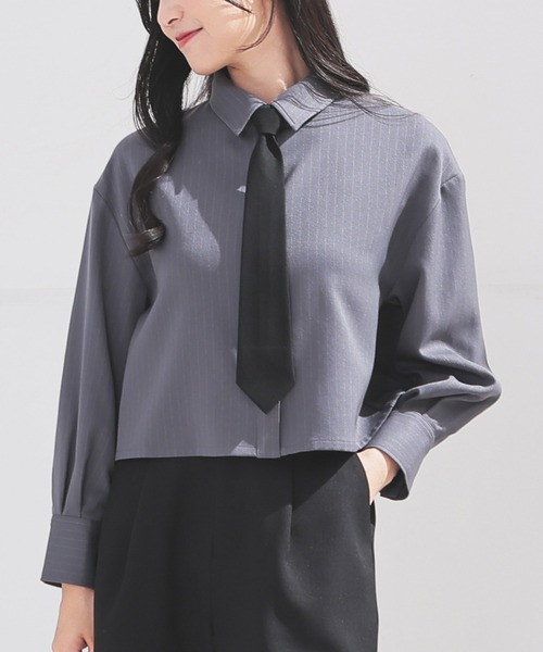 Honeys(ハニーズ)の「ネクタイ付シャツ(シャツ/ブラウス・レディース・ホワイト/グレー系その他/ブラック×ホワイト/ブルー系その他3・L/M/S)」の19枚目の写真