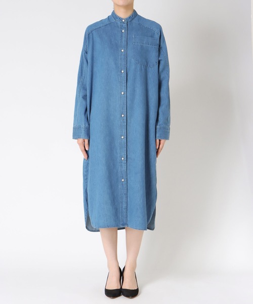 blanc basque（ブランバスク）の「パールボタン ダンガリーデニムワンピース（ワンピース・レディース・ブラック/インディゴブルー/ブルー・38）」の15枚目の写真