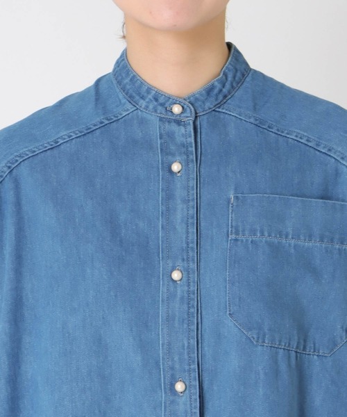 blanc basque（ブランバスク）の「パールボタン ダンガリーデニムワンピース（ワンピース・レディース・ブラック/インディゴブルー/ブルー・38）」の18枚目の写真