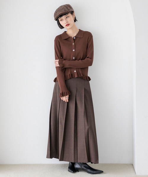 LOWRYS FARM（ローリーズファーム）の「ラナテックプリーツロングスカート  455463（スカート・レディース・チェック/ブラウン/チャコールグレー・MEDIUM/LARGE）」の15枚目の写真