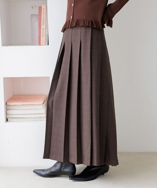 LOWRYS FARM（ローリーズファーム）の「ラナテックプリーツロングスカート  455463（スカート・レディース・チェック/ブラウン/チャコールグレー・MEDIUM/LARGE）」の17枚目の写真