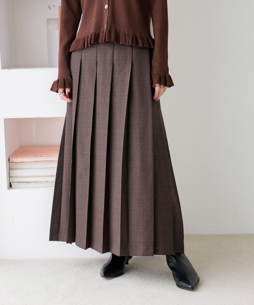 LOWRYS FARM（ローリーズファーム）の「ラナテックプリーツロングスカート  455463（スカート・レディース・チェック/ブラウン/チャコールグレー・MEDIUM/LARGE）」の18枚目の写真