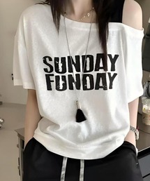 【CANVAS+】配色ワンショルダープリントTシャツ