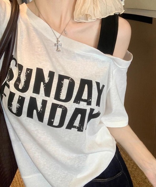CANVAS+(キャンバスプラス)の「【CANVAS+】配色ワンショルダープリントTシャツ(Tシャツ/カットソー・レディース・ブラック/イエロー/ホワイト・M)」の13枚目の写真