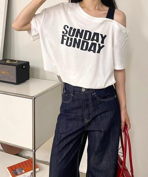 CANVAS+(キャンバスプラス)の「【CANVAS+】配色ワンショルダープリントTシャツ(Tシャツ/カットソー・レディース・ブラック/イエロー/ホワイト・M)」の14枚目の写真
