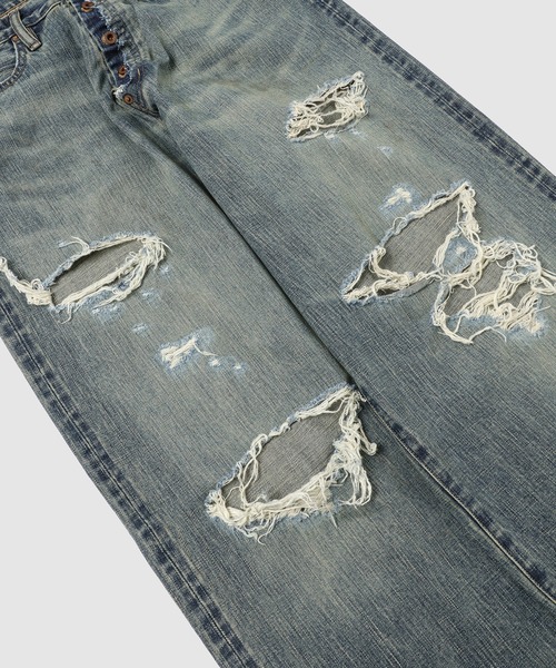 DAMAGED MODERN DENIM PANTS WIDE CUT（デニムパンツ）｜SUGARHILL