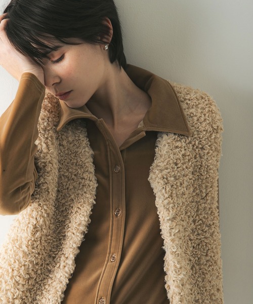 アーバンリサーチ ECOPEL カーリー ファー ベスト アイボリー ECOPELカーリーファーベスト（ベスト）｜URBAN RESEARCH