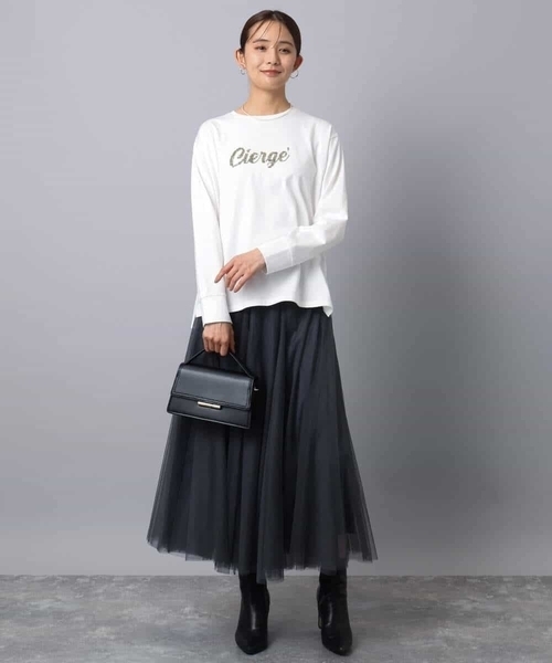 MK MICHEL KLEIN（エムケーミッシェルクラン）の「刺繍ロゴデザイン コットンロンT/洗える（Tシャツ/カットソー・レディース・ネイビー/ホワイト・38）」の21枚目の写真