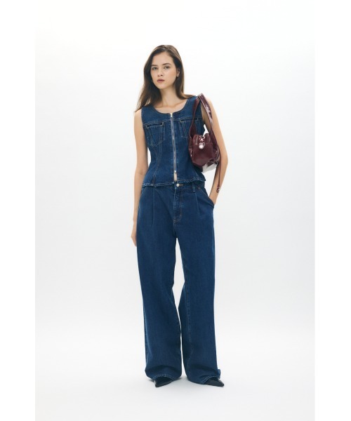 MOUSSY(マウジー)の「【セットアップ対応】WAIST FIT DENIM ベスト(ベスト・レディース・ブルー/ワンウォッシュ・1/2)」の7枚目の写真