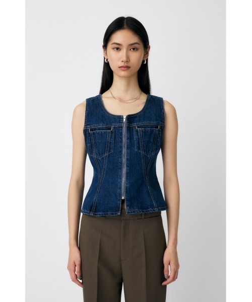 MOUSSY(マウジー)の「【セットアップ対応】WAIST FIT DENIM ベスト(ベスト・レディース・ブルー/ワンウォッシュ・1/2)」の12枚目の写真