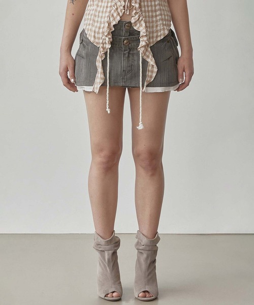 SCULPTOR（スカルプター）の「Apron Layered Mini Skirt（スカート・レディース・チャコール/アイボリー/ブルー・MEDIUM/LARGE/SMALL/X-SMALL/X-LARGE）」の8枚目の写真