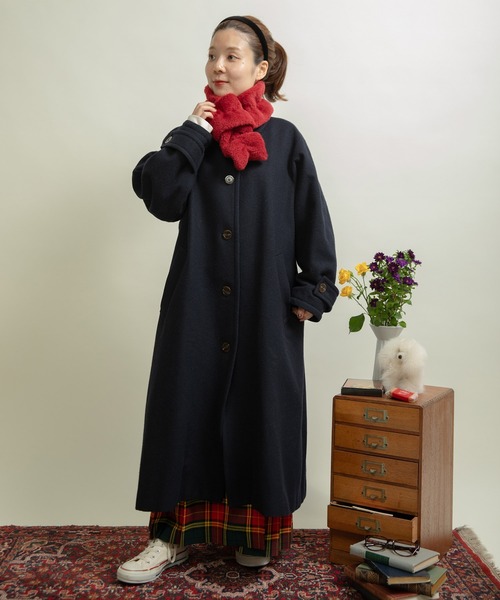 CHILD WOMAN（チャイルドウーマン）の「ハードメルトン ステンカラーコート（ステンカラーコート・レディース・ネイビー/レッド・FREE）」の7枚目の写真