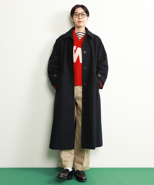 CHILD WOMAN（チャイルドウーマン）の「ハードメルトン ステンカラーコート（ステンカラーコート・レディース・ネイビー/レッド・FREE）」の3枚目の写真