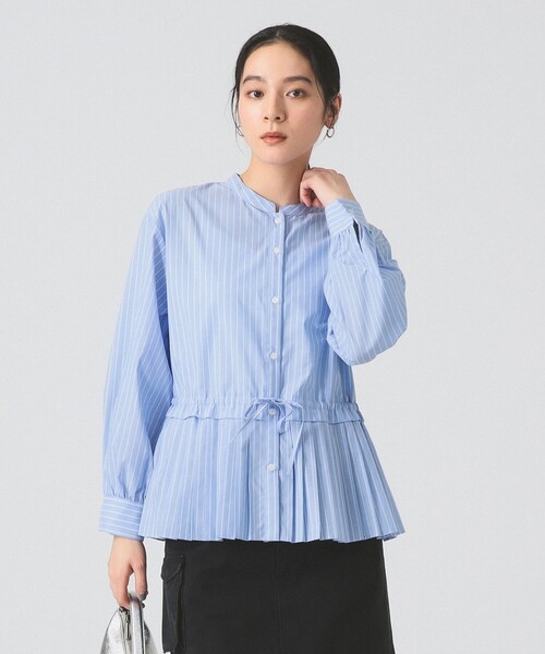 Ray BEAMS(レイビームス)の「プリーツ キリカエ バンドカラー シャツ(シャツ/ブラウス・レディース・ブラック/サックスブルー/ホワイト・ONE SIZE)」の3枚目の写真