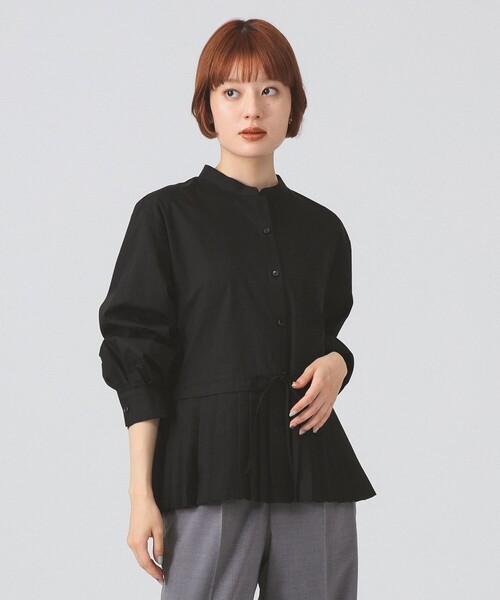 Ray BEAMS(レイビームス)の「プリーツ キリカエ バンドカラー シャツ(シャツ/ブラウス・レディース・ブラック/サックスブルー/ホワイト・ONE SIZE)」の2枚目の写真