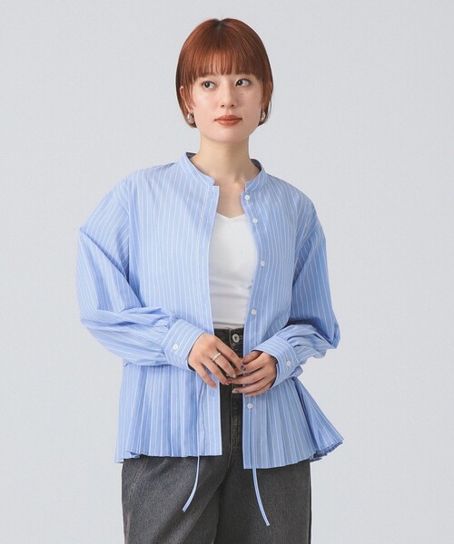 Ray BEAMS(レイビームス)の「プリーツ キリカエ バンドカラー シャツ(シャツ/ブラウス・レディース・ブラック/サックスブルー/ホワイト・ONE SIZE)」の14枚目の写真