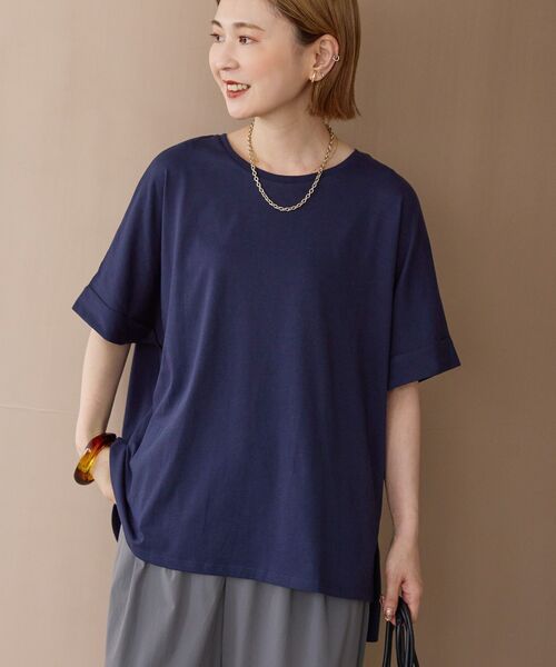 AMERICAN HOLIC(アメリカンホリック)の「接触冷感バックタックプルオーバー(Tシャツ/カットソー・レディース・アイボリー/ブラック/ネイビー/ボルドー/オリーブ・M/L)」の4枚目の写真