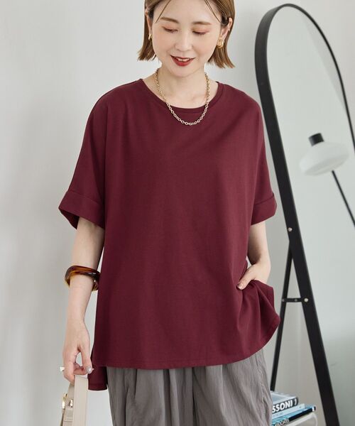 AMERICAN HOLIC(アメリカンホリック)の「接触冷感バックタックプルオーバー(Tシャツ/カットソー・レディース・アイボリー/ブラック/ネイビー/ボルドー/オリーブ・M/L)」の5枚目の写真