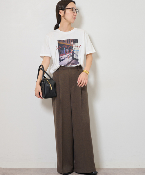 JOURNAL STANDARD relume（ジャーナルスタンダード　レリューム）の「ツイーディーツイルタックワイドパンツ（スラックス・レディース・ベージュ/ブラウン・36/38）」の3枚目の写真